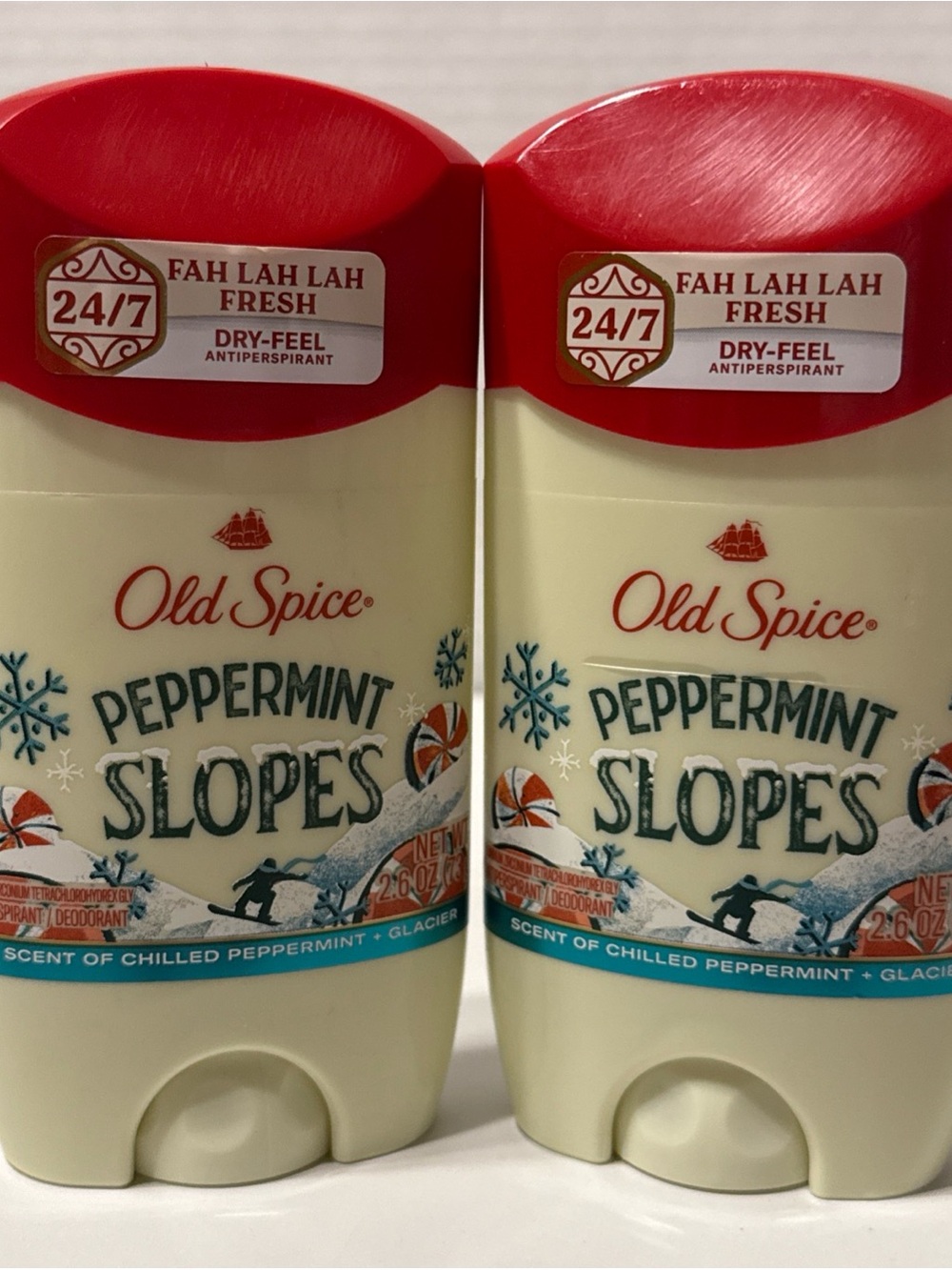 Old Spice Peppermint Slopes Antiperspirant Deodorant - Red & Cream (Lot of 2)